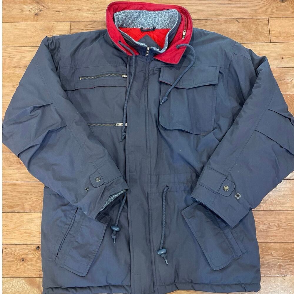 McGregor Vintage 90s Winter Jacket Heavy Duty Gray Zip Up Knit Collar Size Large
